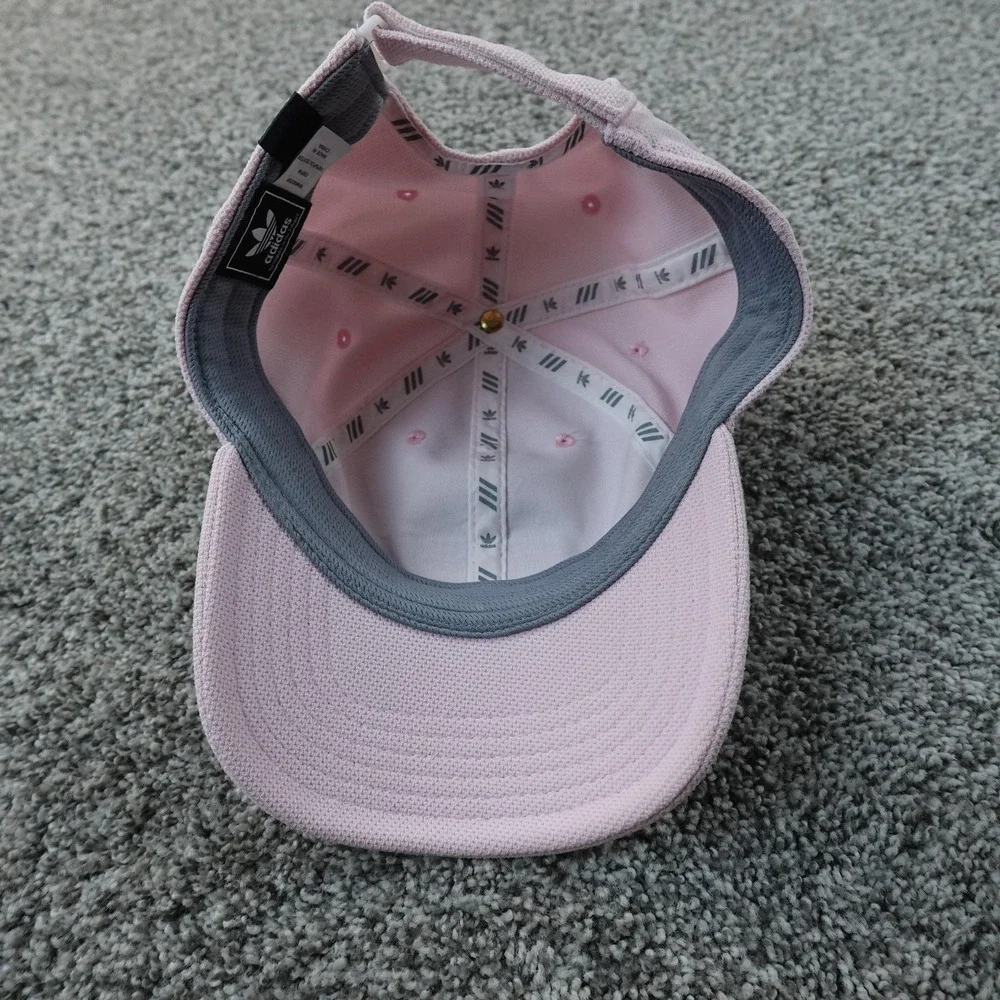 Adidas Hat Cap Mens One Size Pink Adjustable Strap Back Trefoil Patch Casual Gym